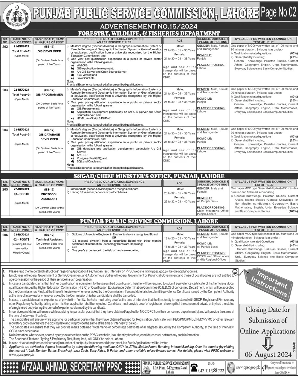 Punjab Public Service Commission Jobs Advertisement No 15 2024|Online Apply