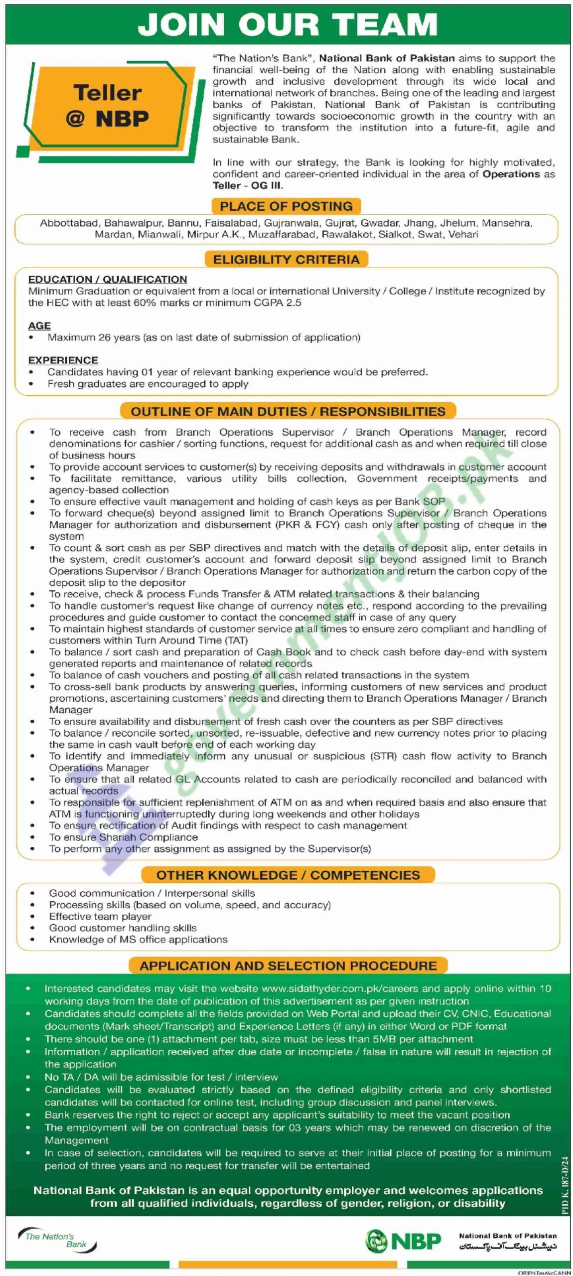 National Bank Of Pakistan Jobs 2024|Online Apply