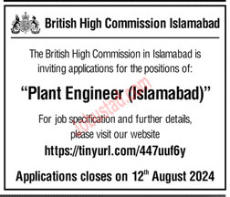 British High Commission Jobs in Islamabad August 2024