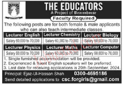 Latest Lecturers Jobs in Rawalpindi September 2024