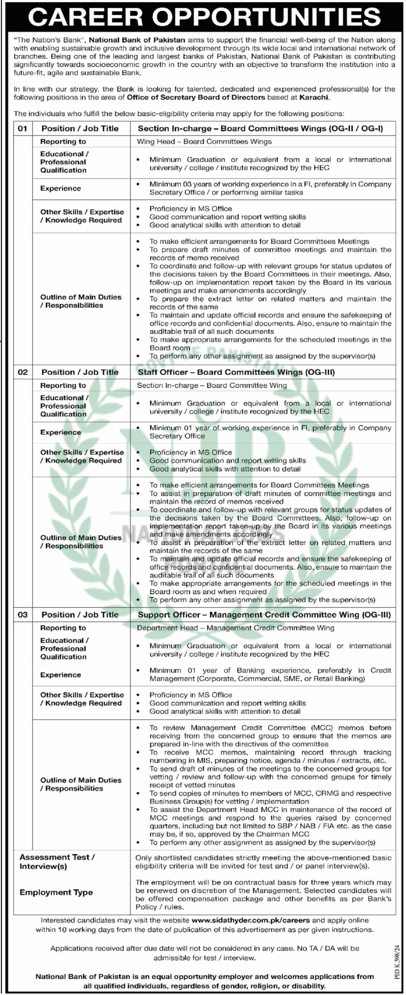 National Bank of Pakistan NBP Jobs