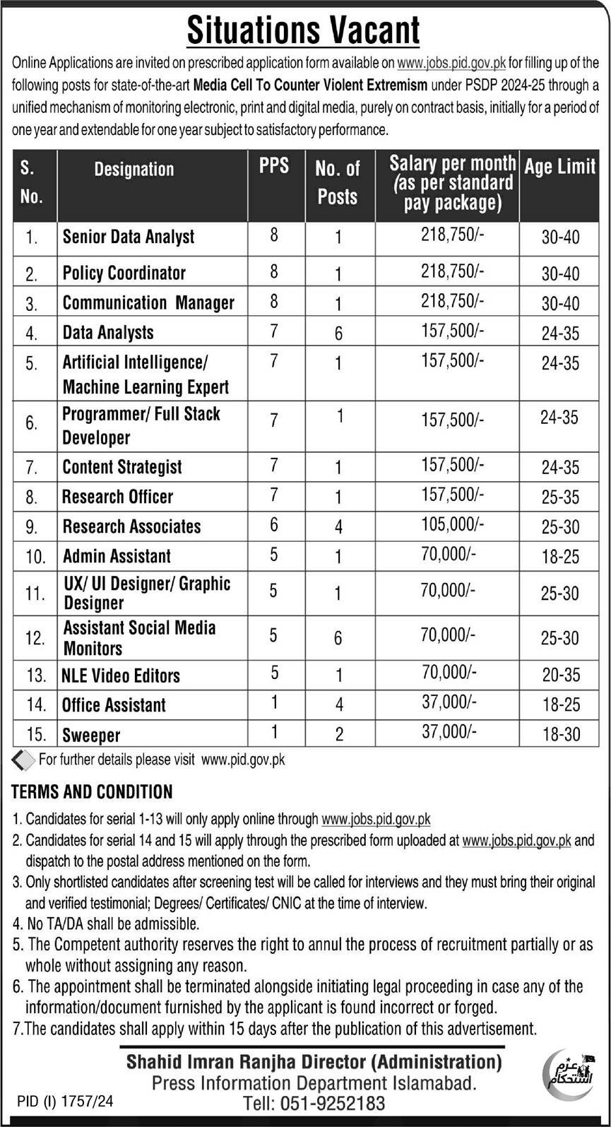 Press Information Department PID Jobs