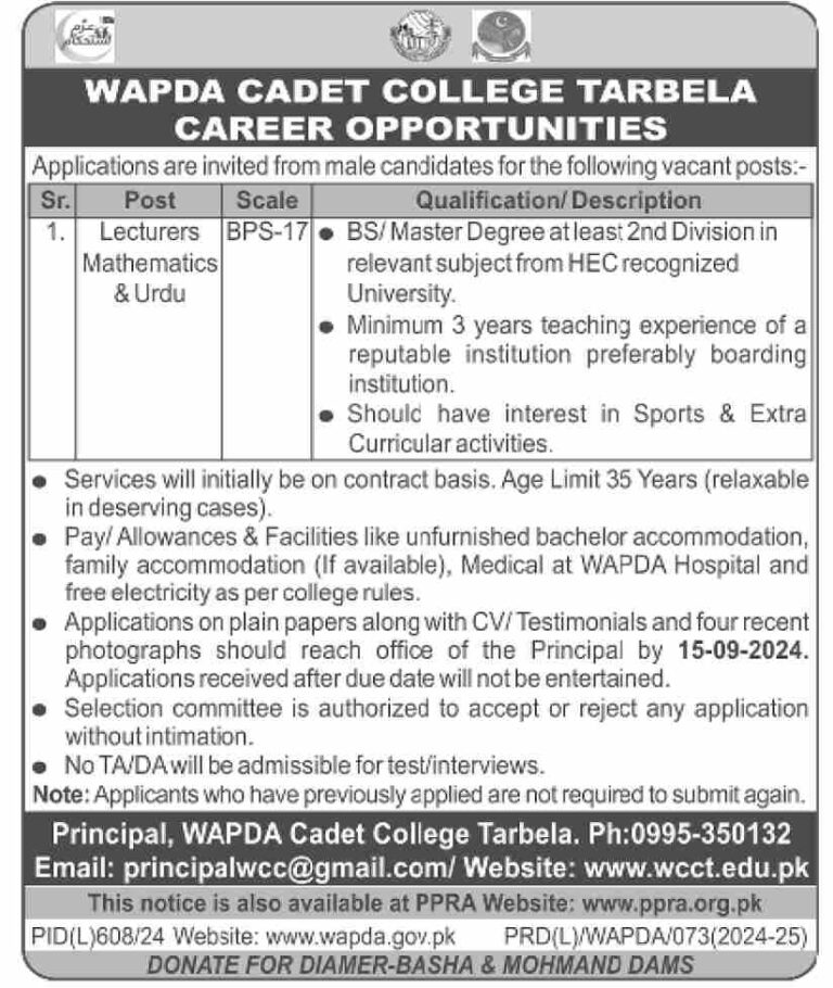 WAPDA Cadet College Lasbela Jobs 768x910 1